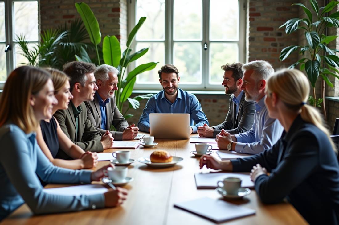 Kuvitus kuva kokouksesta.